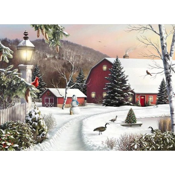 Red Barn in Snow